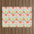 Retro Pinwheel Snowflakes - Holiday Colors Outdoor Rug Gallery Image 1