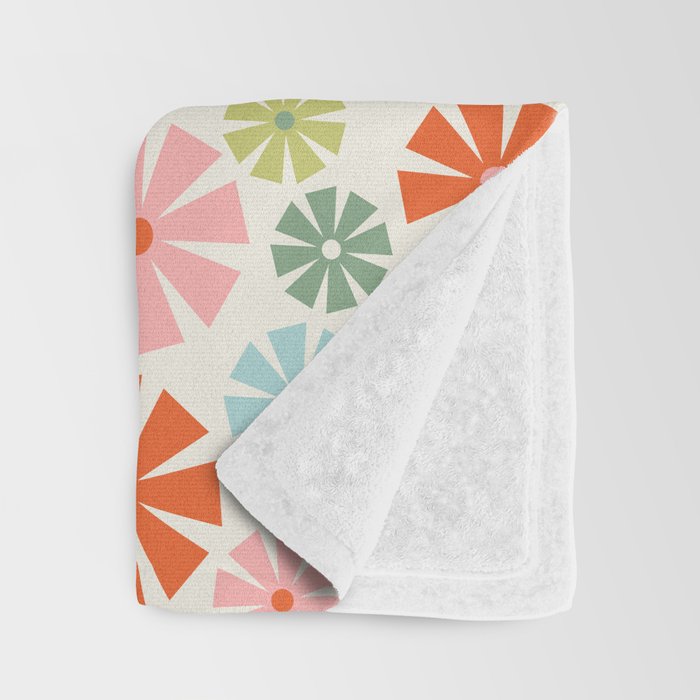 Retro Pinwheel Snowflakes - Holiday Colors Throw Blanket Gallery Image 3