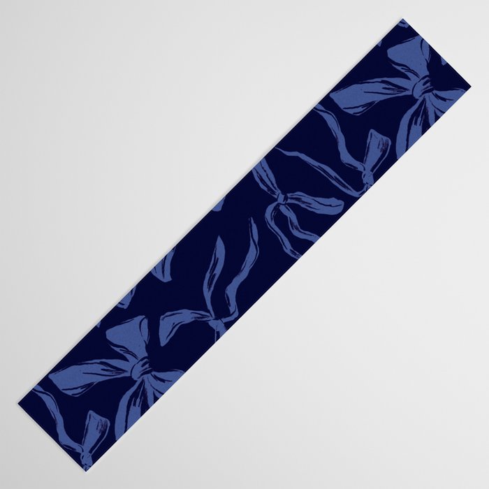 Blue bow pattern with dark background Table Runner Gallery Image 3