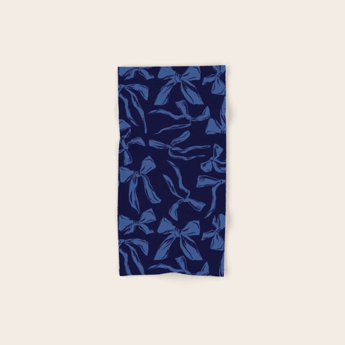 Blue bow pattern with dark background Bath Towel Gallery Image 1