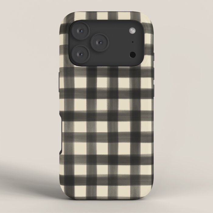 Watercolor Gingham - Black and Cream iPhone Case Gallery Image 3
