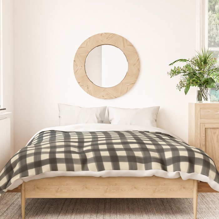 Watercolor Gingham - Black and Cream Duvet Cover Gallery Image 3