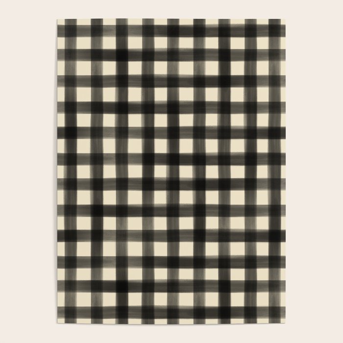 Watercolor Gingham - Black and Cream Poster Gallery Image 4
