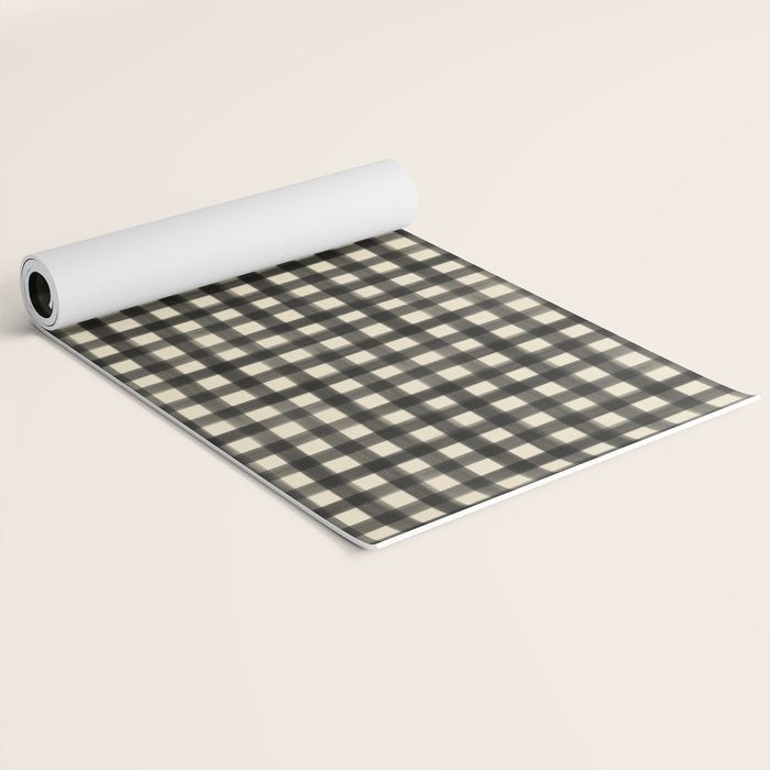 Watercolor Gingham - Black and Cream Yoga Mat Gallery Image 2