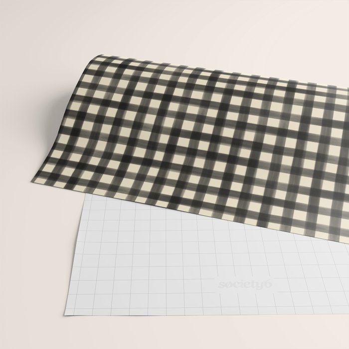 Watercolor Gingham - Black and Cream Wrapping Paper Gallery Image 2