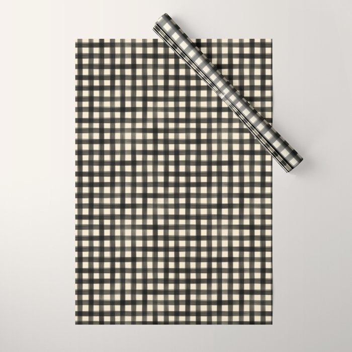 Watercolor Gingham - Black and Cream Wrapping Paper Gallery Image 1
