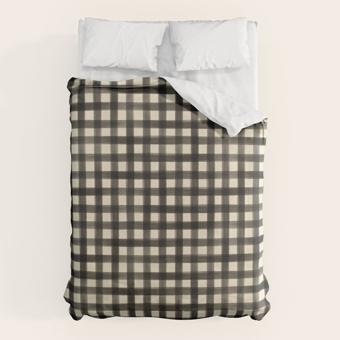 Watercolor Gingham - Black and Cream Duvet Cover Gallery Image 6