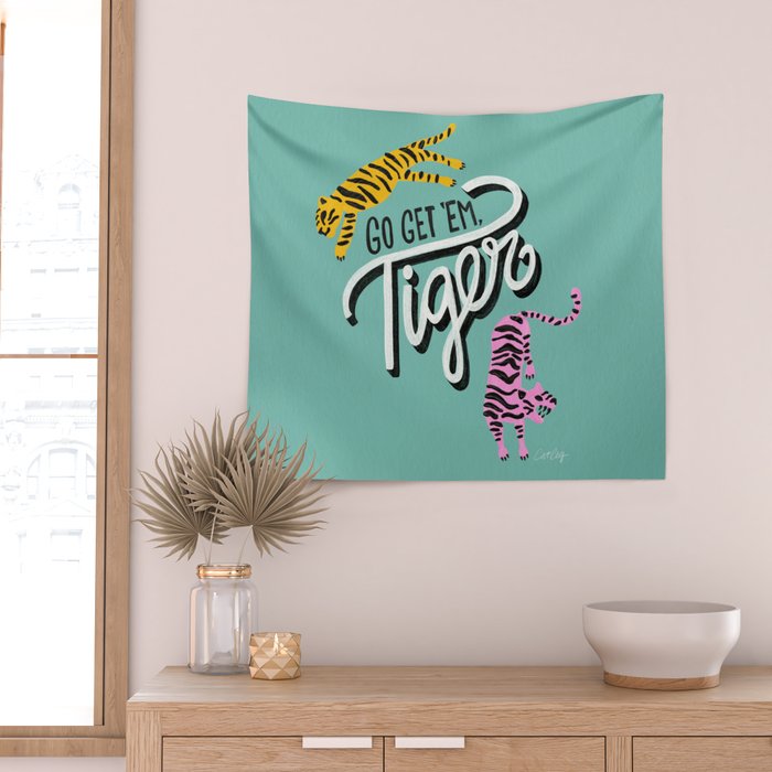 Go Get 'Em Tiger - Mint Palette Wall Tapestry Gallery Image 2