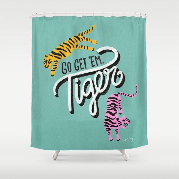 Go Get 'Em Tiger - Mint Palette Shower Curtain Gallery Image 1