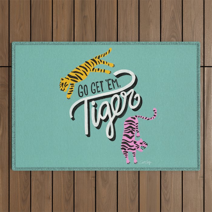 Go Get 'Em Tiger - Mint Palette Outdoor Rug Gallery Image 1