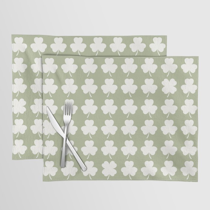 Clovers XXVI Natural Green Botanical Pattern Placemat Gallery Image 1