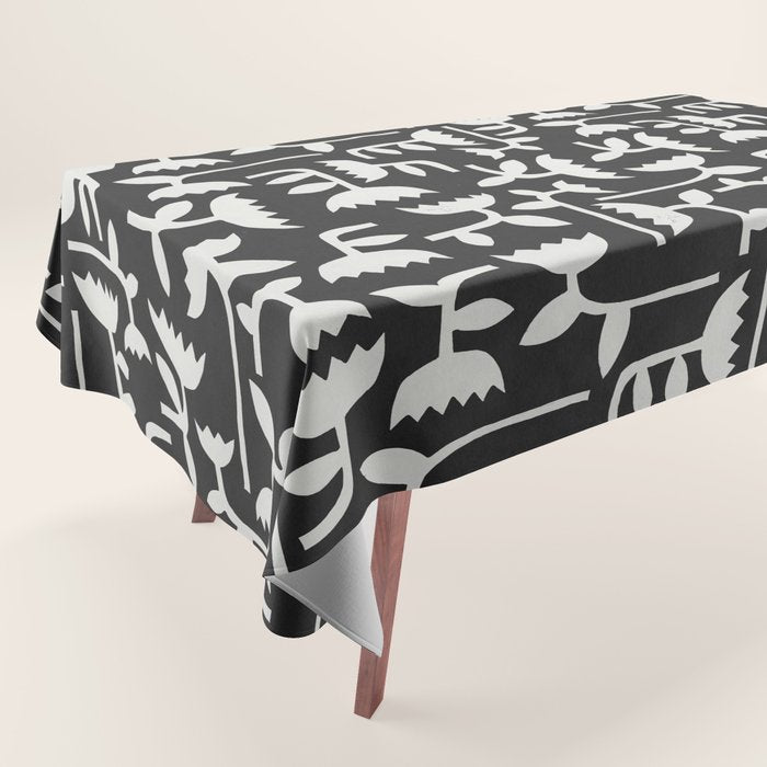 Linocut Tulip Pattern #4 Tablecloth Gallery Image 1