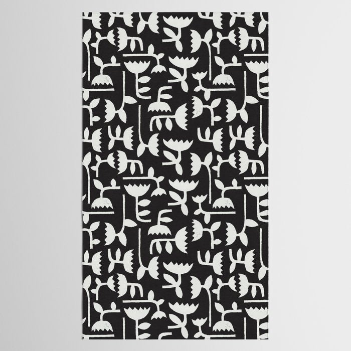 Linocut Tulip Pattern #4 Tablecloth Gallery Image 2