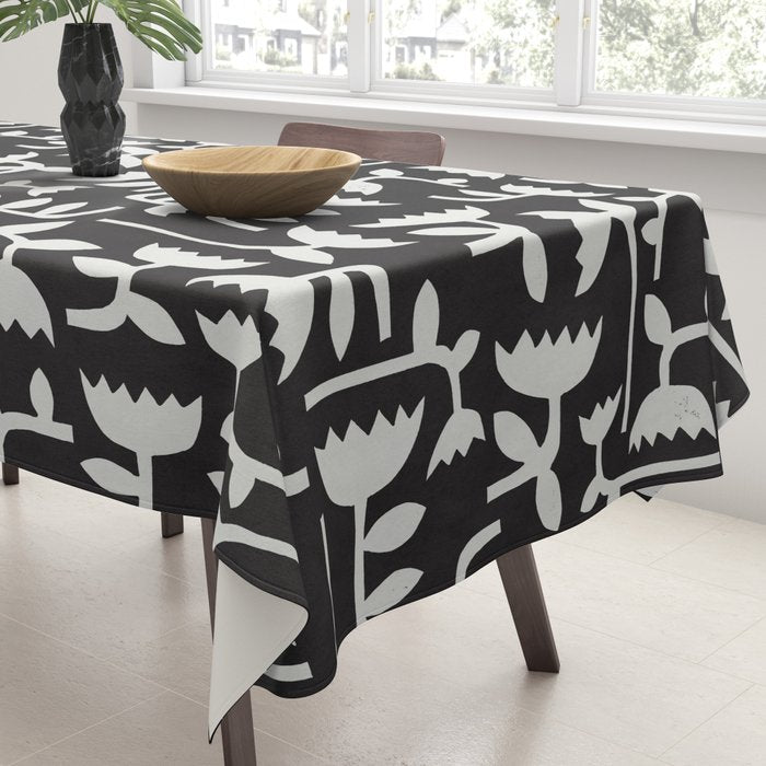 Linocut Tulip Pattern #4 Tablecloth Gallery Image 3