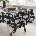 Linocut Tulip Pattern #4 Tablecloth Gallery Image 3