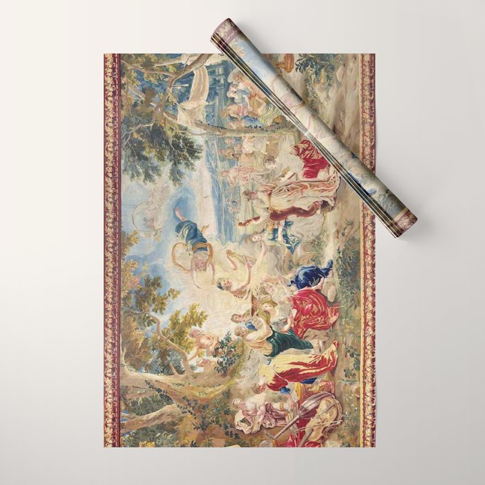 Antique Brussels Tapestry 18th Century The Wedding of Psyche  Wrapping Paper Gallery Image 1