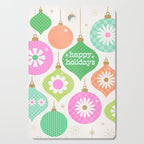 Happy Holidays Retro Ornaments - Pink & Green Cutting Board Gallery Image 1
