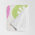 Happy Holidays Retro Ornaments - Pink & Green Throw Blanket Gallery Image 3