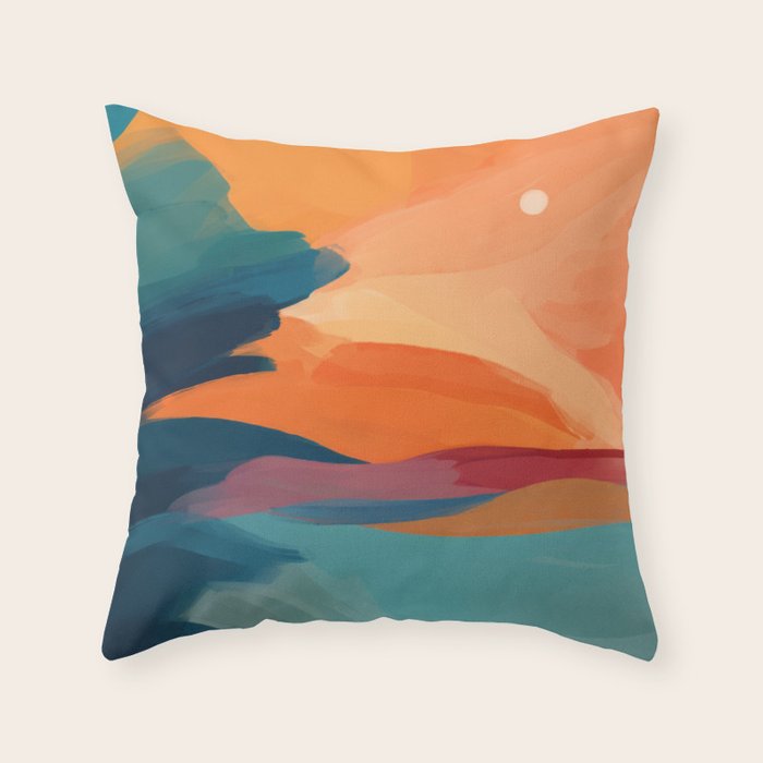 Sunset Over The Water - in Orange, Teal, and Blue Throw Pillow Gallery Image 6