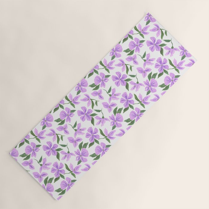 Lilac gouache flowers Yoga Mat Gallery Image 1