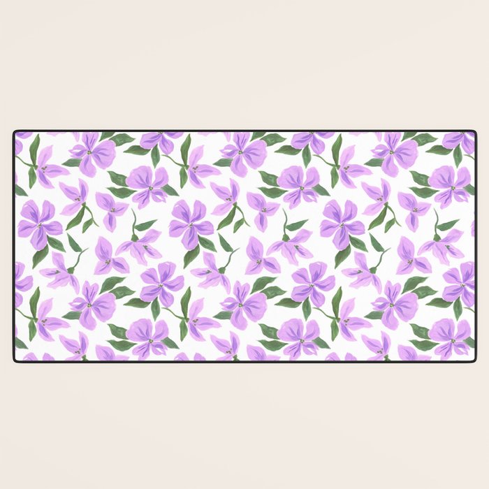 Lilac gouache flowers Desk Mat Gallery Image 3