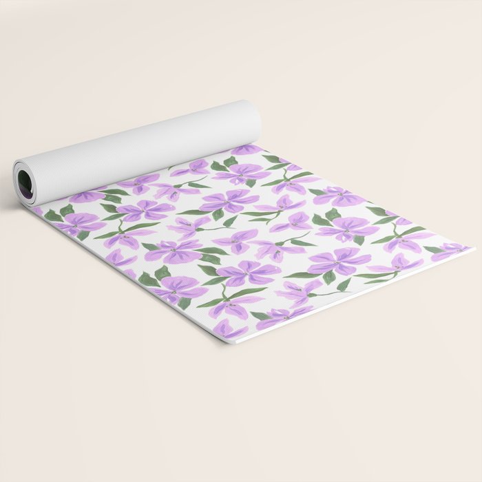Lilac gouache flowers Yoga Mat Gallery Image 2