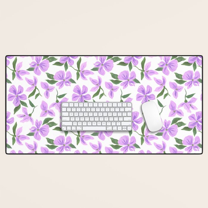 Lilac gouache flowers Desk Mat Gallery Image 1