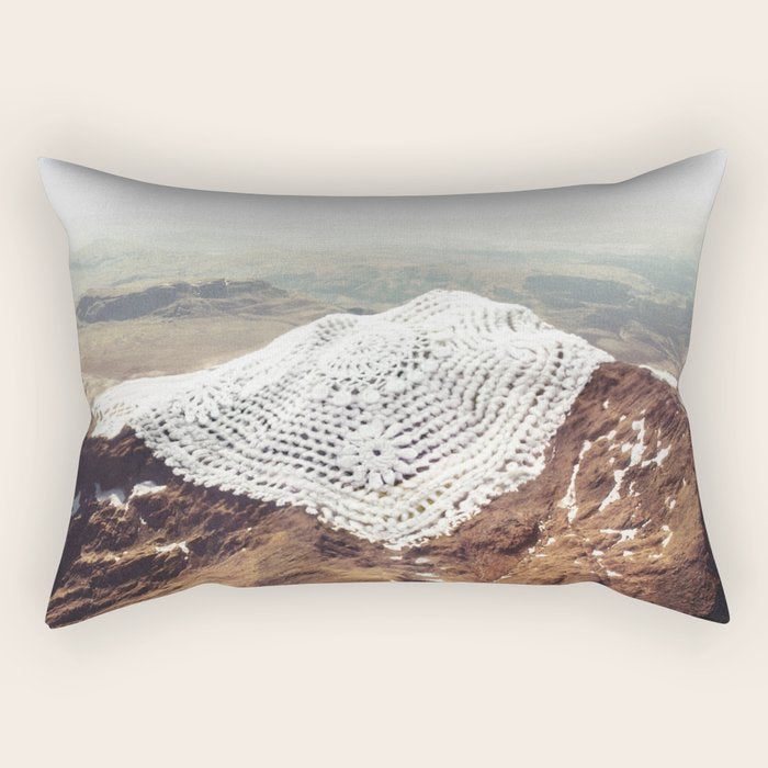 Doily Peaks - Snow Crochet Rectangular Pillow Gallery Image 1