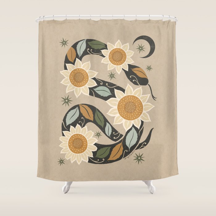 Snake and Sunflowers - Harvest Colors Shower Curtain Gallery Image 1