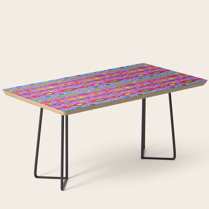 Mid Century Colorful Geometric Oval Pattern Coffee Table Gallery Image 1