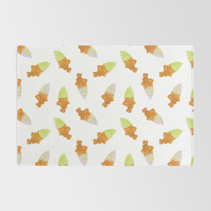 Matcha and Taro Taiyaki Ice Cream Cones Rug Gallery Image 2