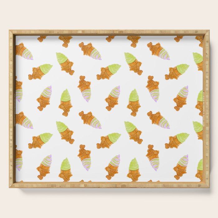 Matcha and Taro Taiyaki Ice Cream Cones Serving Tray Gallery Image 1
