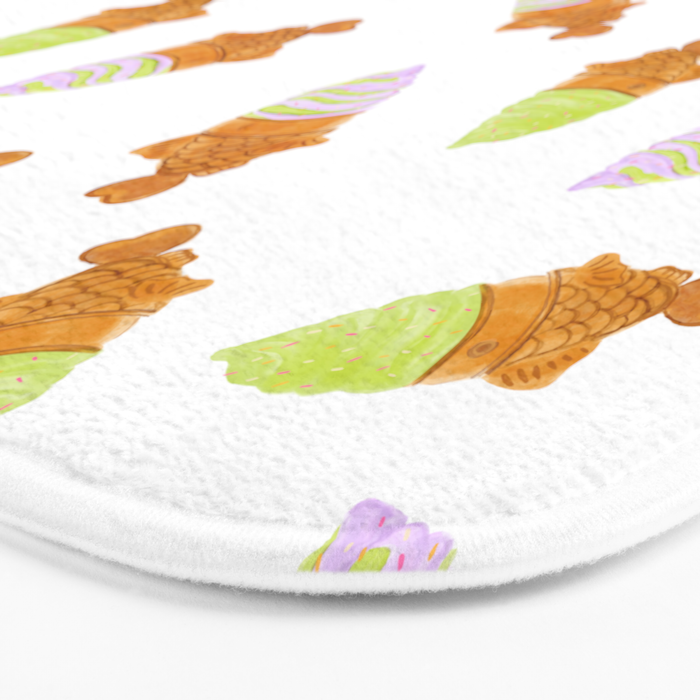 Matcha and Taro Taiyaki Ice Cream Cones Bath Mat Gallery Image 3