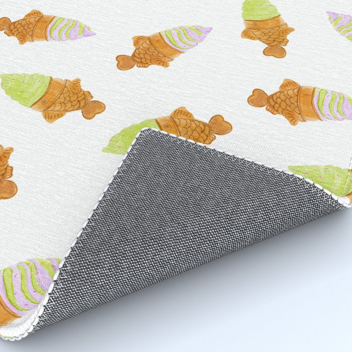 Matcha and Taro Taiyaki Ice Cream Cones Rug Gallery Image 4