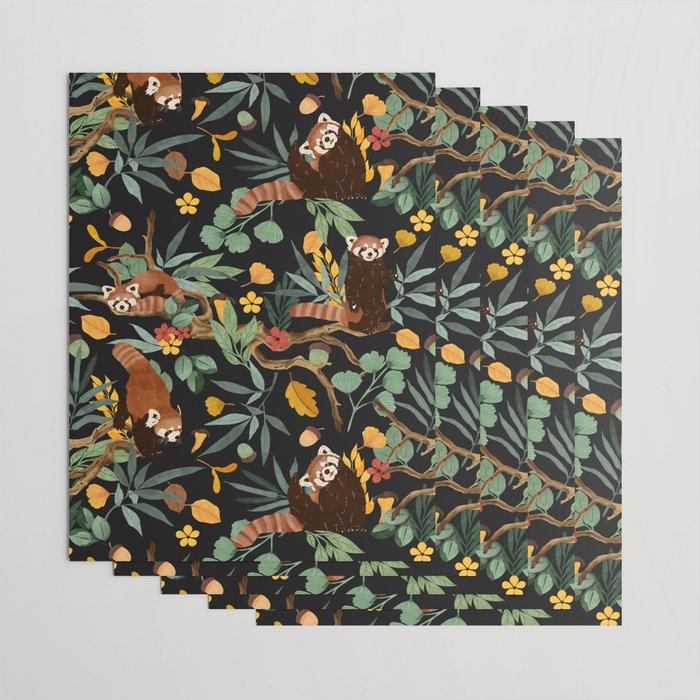 RED PANDAS IN DARK WILD NATURE Wrapping Paper Gallery Image 3
