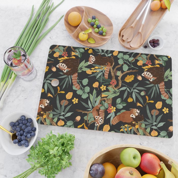 RED PANDAS IN DARK WILD NATURE Cutting Board Gallery Image 2