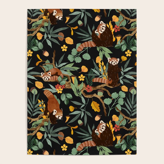 RED PANDAS IN DARK WILD NATURE Poster Gallery Image 4