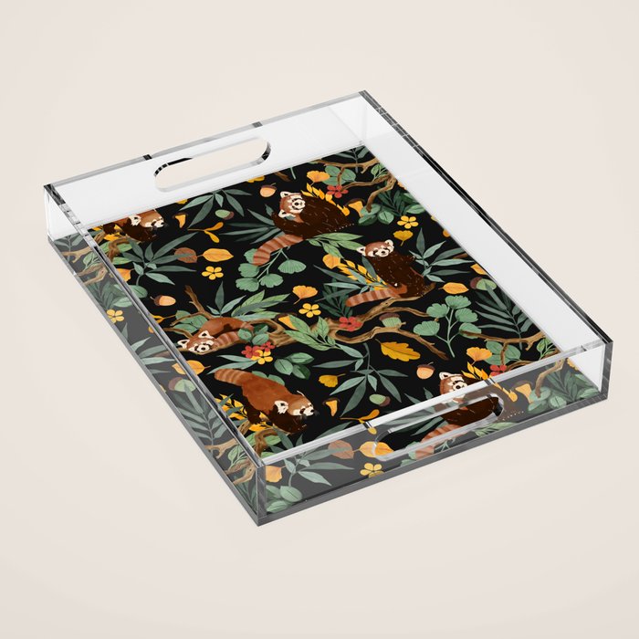 RED PANDAS IN DARK WILD NATURE Acrylic Tray Gallery Image 1