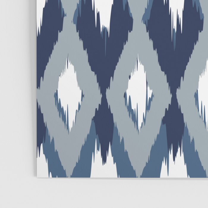 Festive, Boho Art, Geometric, Ikat Pattern, Blue Poster Gallery Image 3