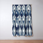 Festive, Boho Art, Geometric, Ikat Pattern, Blue Window Curtain Gallery Image 3