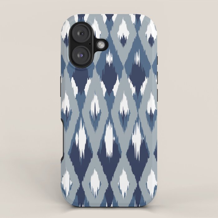 Festive, Boho Art, Geometric, Ikat Pattern, Blue iPhone Case Gallery Image 1