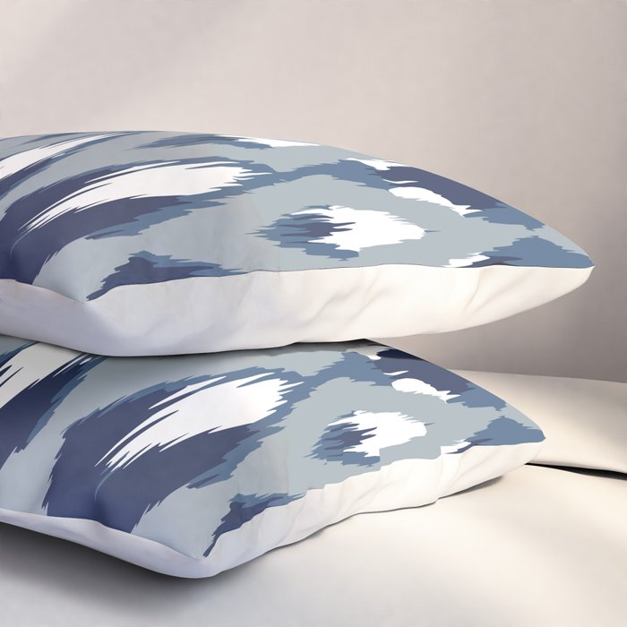 Festive, Boho Art, Geometric, Ikat Pattern, Blue Pillow Sham Gallery Image 3
