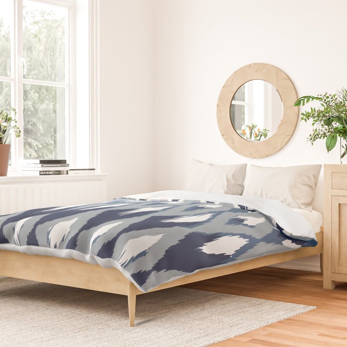 Festive, Boho Art, Geometric, Ikat Pattern, Blue Duvet Cover Gallery Image 2
