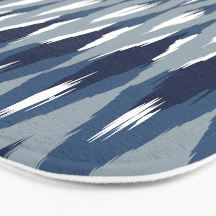 Festive, Boho Art, Geometric, Ikat Pattern, Blue Bath Mat Gallery Image 3