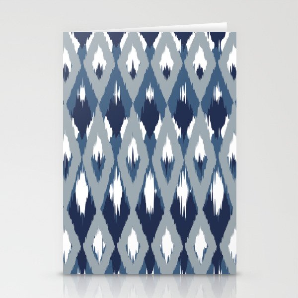 Festive, Boho Art, Geometric, Ikat Pattern, Blue Stationery Card Gallery Image 2