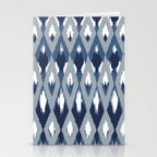Festive, Boho Art, Geometric, Ikat Pattern, Blue Stationery Card Gallery Image 2
