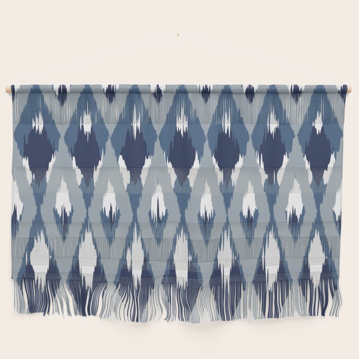 Festive, Boho Art, Geometric, Ikat Pattern, Blue Wall Hanging Gallery Image 1