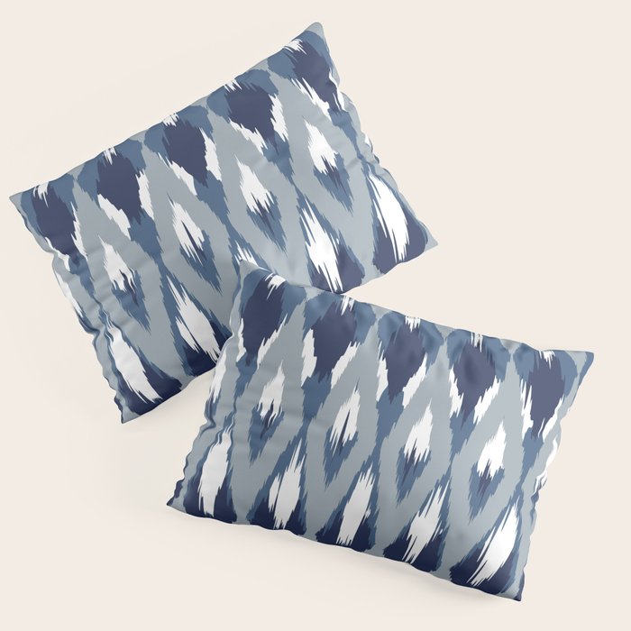 Festive, Boho Art, Geometric, Ikat Pattern, Blue Pillow Sham Gallery Image 3