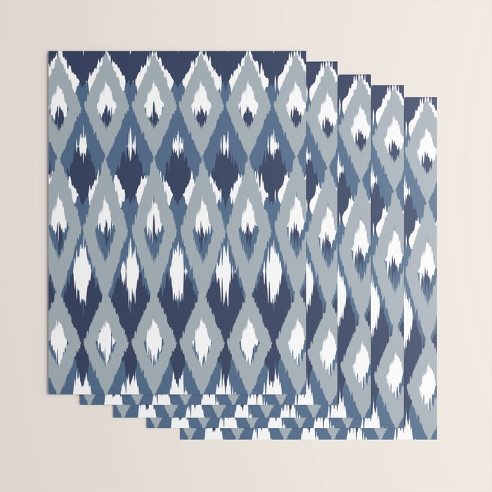 Festive, Boho Art, Geometric, Ikat Pattern, Blue Wrapping Paper Gallery Image 3