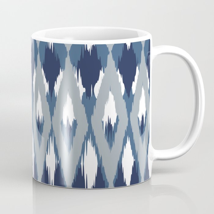 Festive, Boho Art, Geometric, Ikat Pattern, Blue Coffee Mug Gallery Image 1